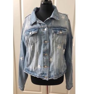 PLUS SIZE DISTRESSED JEAN JACKET 1X NWOT